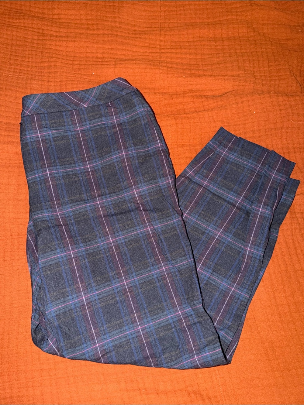 Dark Plaid Dress Pants - Navy with Purple/Blue Windowpane